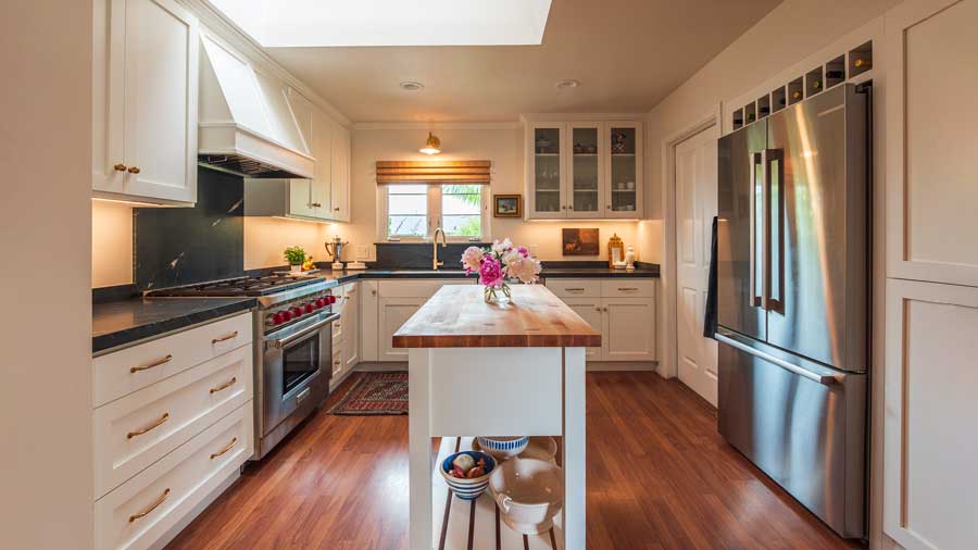 Vintage Charm in Encinitas full kitchen view of redesign and remodel